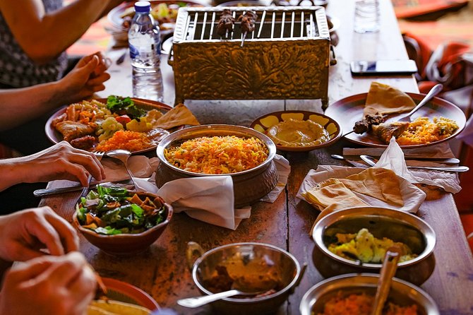 Abu Dhabi: Desert Safari with BBQ, Camel Ride & Sandboarding - BBQ dinner with kebabs, salads, and vegetarian choices