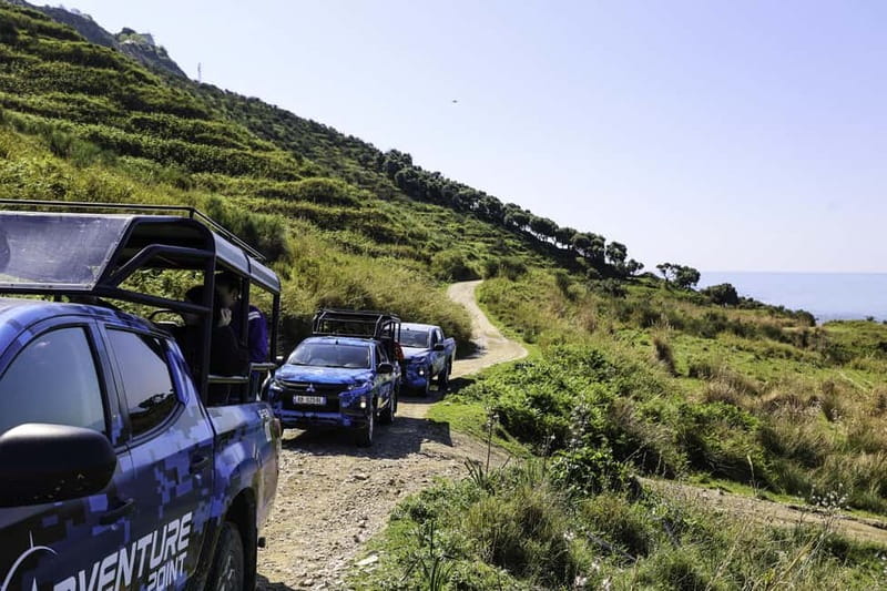 Bovilla Lake & Mount Gamti Expedition by 4x4 Safari car - Leaving Durrës in a blue safari car