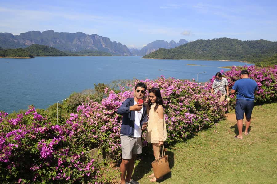 Cheow Larn Lake - Hiking - Cave Explore - Wildlife Safari - The viewpoint and Rajjaprabha Dam set the scene