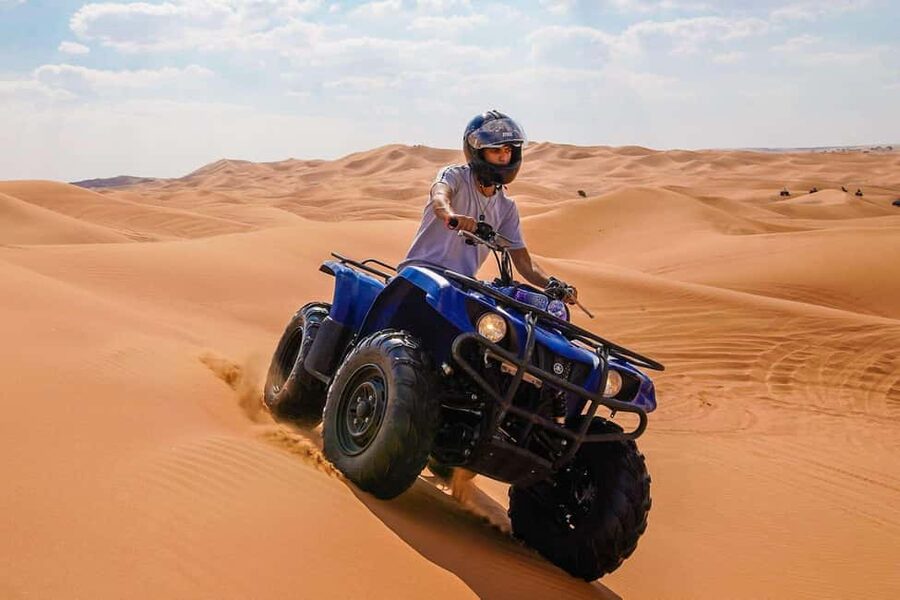 Desert Safari Dubai with Camel Ride, Sandboarding & Dinner - Quad Biking Across the Lahbab Desert