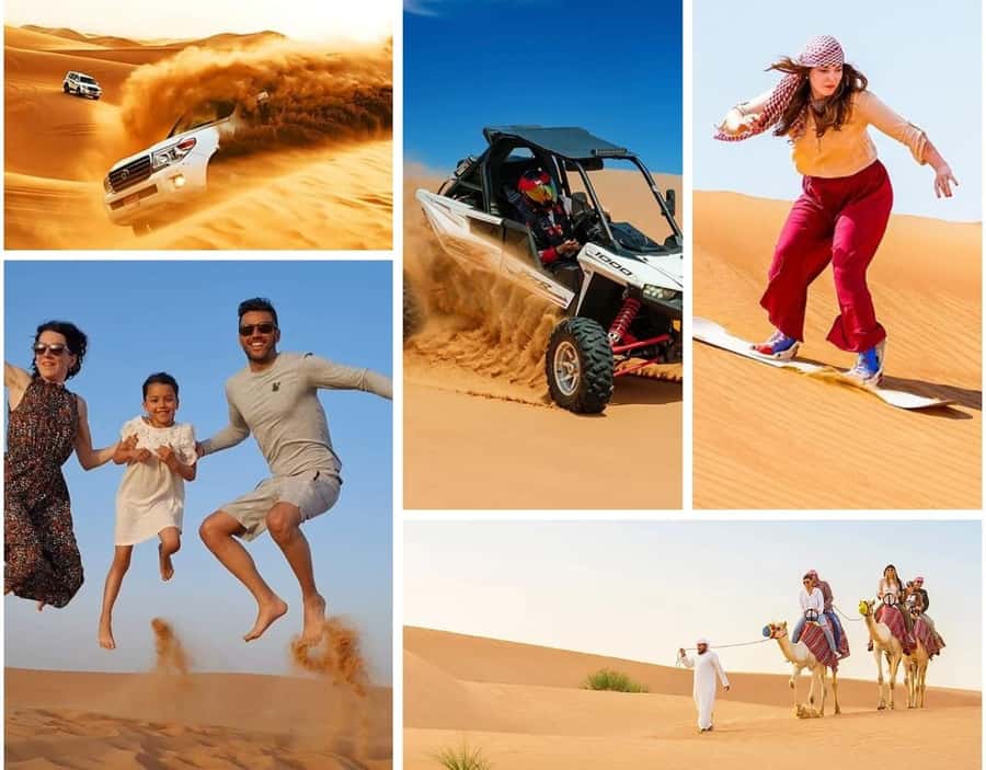 Doha:Desert Safari with Camel Ride, ATV Bike,& Sand Boarding - From Doha pickup to the open desert