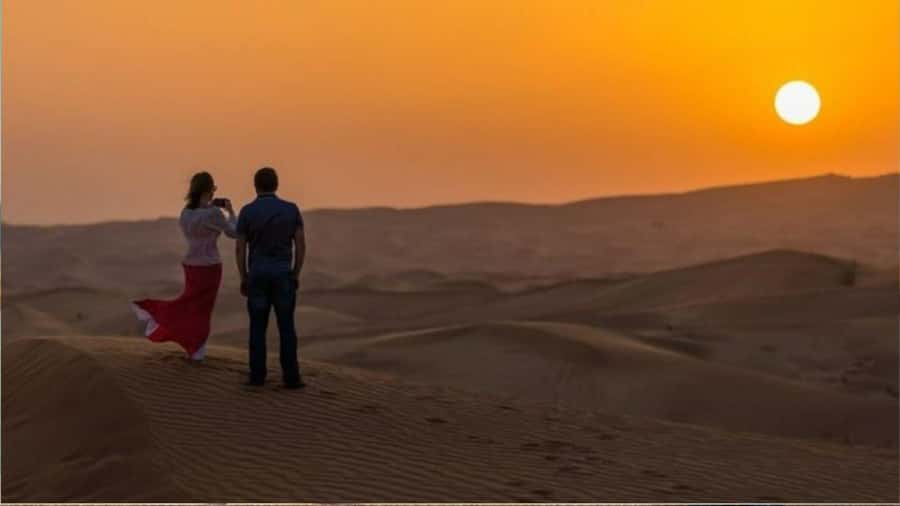 Doha :Sunrise/ Sunset Desert Safari CamelRide & Sandboarding - The desert changes with the light
