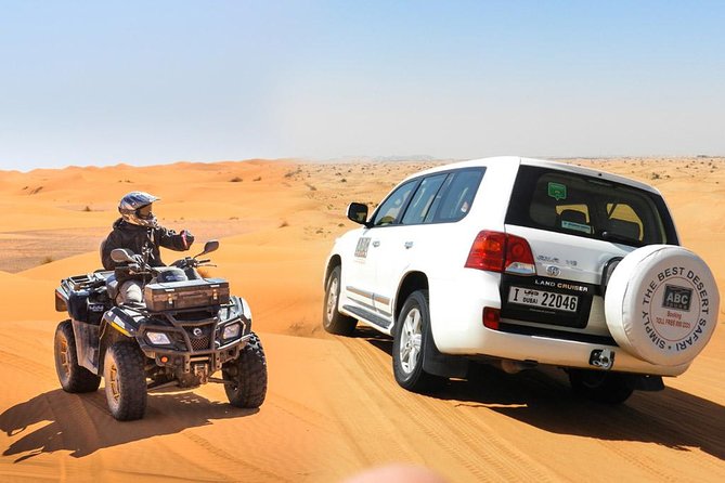 Dubai Desert Safari Dune Bashing, 60min ATV Quad, Camel Ride, BBQ - A long Dubai evening built around the dunes