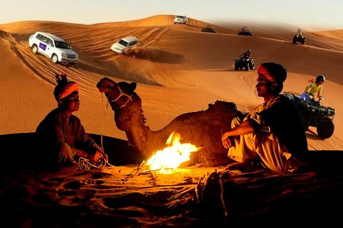 Dubai Desert Safari Dune Bashing, 60min ATV Quad, Camel Ride, BBQ - Refreshments before the engines start