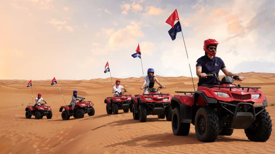 Dubai Desert Safari - Sandboarding, Quad Bike & BBQ Options - From Dubai hotel pickup to the red sands of Lahbab