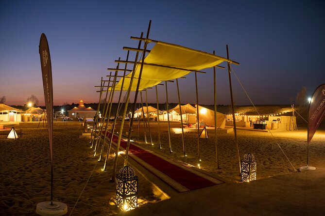 Dubai Desert Safari with Desert Camp Dinner, Camel Ride & Shows - From Dubai hotel pickup to the open desert