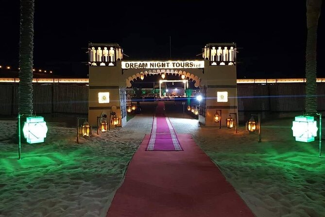 Dubai Desert Safari With Dune Bashing, Camel Ride & BBQ Dinner - Entering Dream Night Tours camp