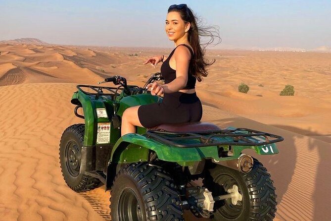 Dubai Dunes Safari With Quad Bike, Camel Ride, BBQ Dinner & Live Shows - A 25-minute quad-bike session with real control