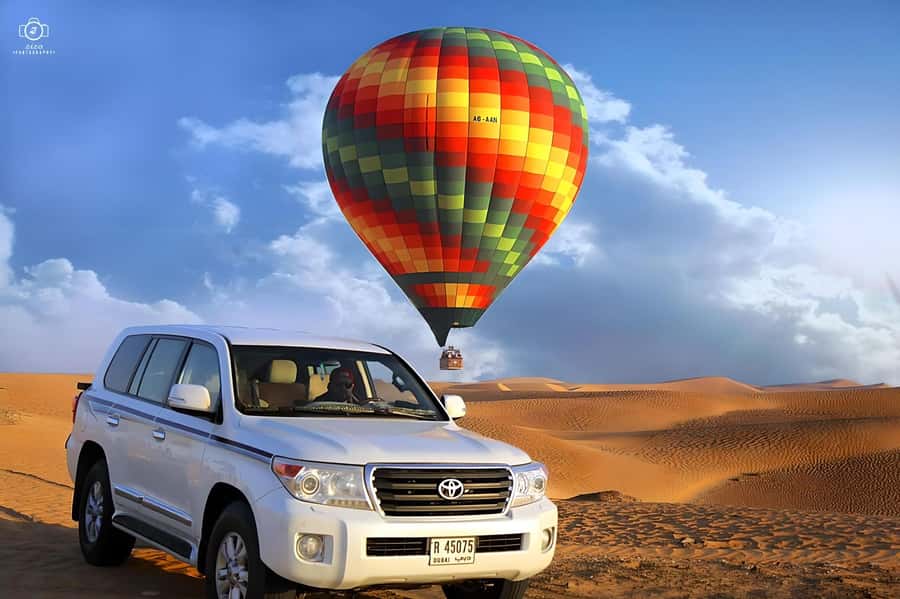Dubai: Hot Air Balloon, Camel Ride, Desert Safari & More - From Dubai pickup to the launch site