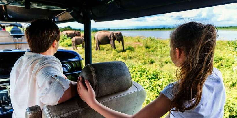 From Ella: Udawalawe Safari with Elephant Transit Home Visit - Entering Udawalawe National Park by jeep