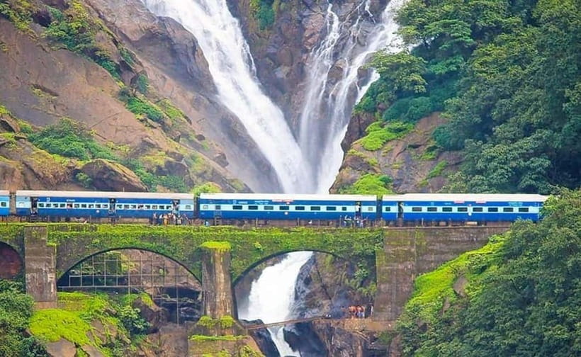 Goa: Dudhsagar Waterfall, Jeep Safari and Spice Plantation - Swimming below the waterfall
