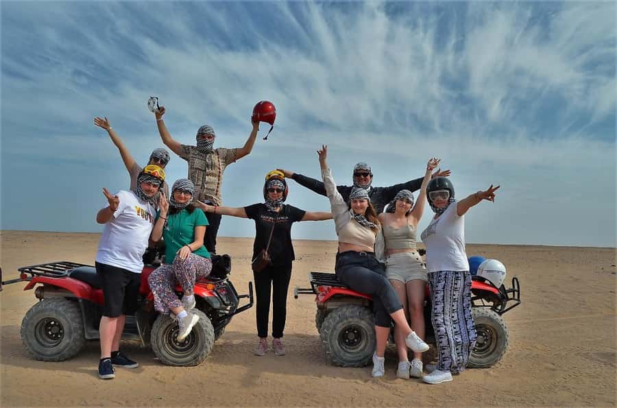 Hurghada: Quad and Buggy Safari with Dinner and Show - From Hurghada hotel to desert track
