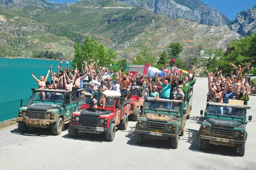 Jeep Safari-Lunch-Boat-Canyon-Waterfall-Foam,Water Party - Swimming and the Green Lake boat ride