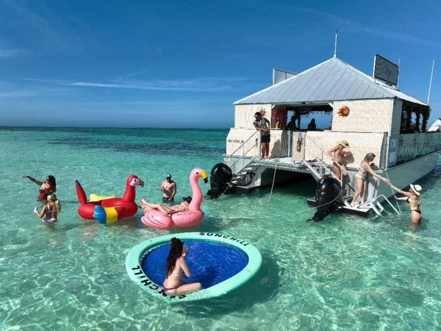 Key West: Sandbar Safari Tiki Cruise - Reaching the sandbar and getting into the water