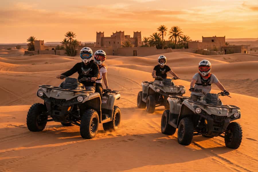 Merzouga : Adventure Quad Bike Safari, & Sandboarding - Riding across the Merzouga dunes and dirt trails