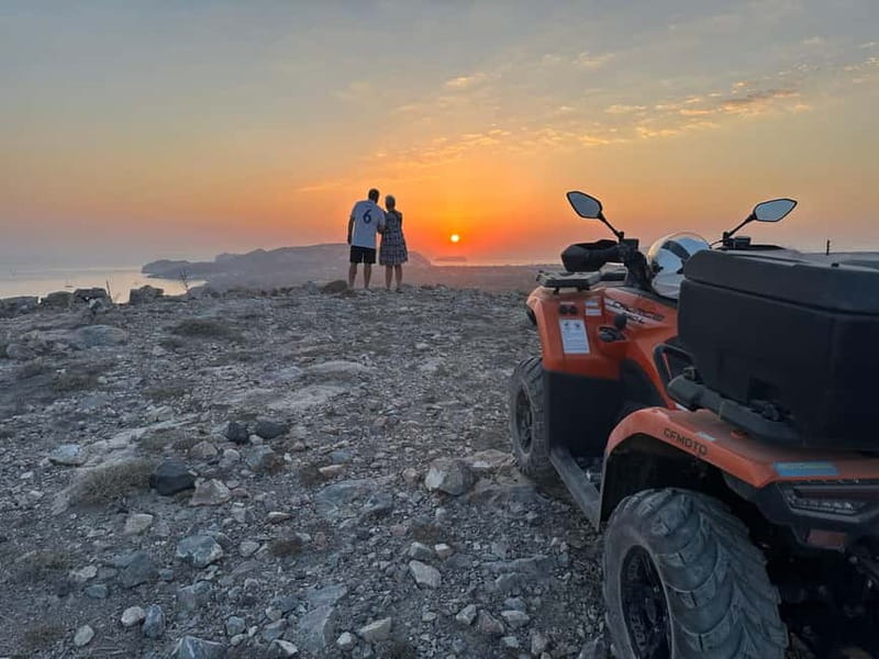 Santorini: ATV-Quad Off-Road Safari with Hidden Trails - Eros Beach, swimming, and a cold drink